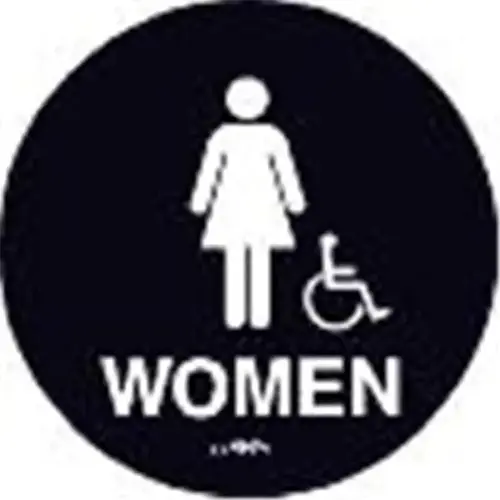 Women/Symbol Restroom Braille Sign, California Code, Black, 11" X 9-3/4" Women/Symbol Restroom Braille Sign, California Code, Black, 11" X 9-3/4"