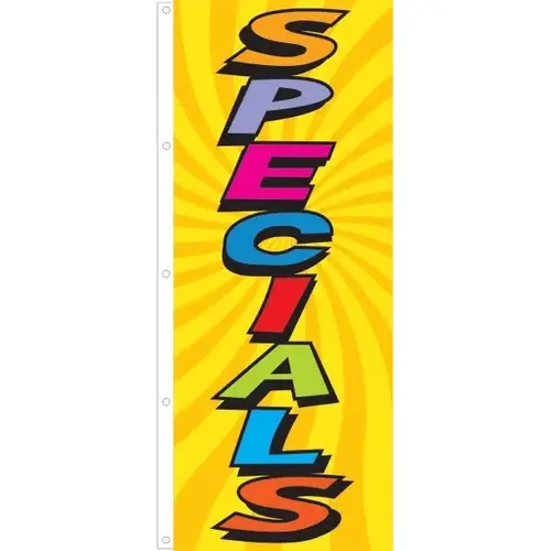 Vertical "Specials" Flag, Groovy Design, 3 ft X 8 ft Vertical "Specials" Flag, Groovy Design, 3 ft X 8 ft