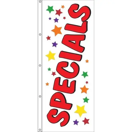 Vertical "Specials" Flag, Star, 3 ft X 8 ft Vertical "Specials" Flag, Star, 3 ft X 8 ft