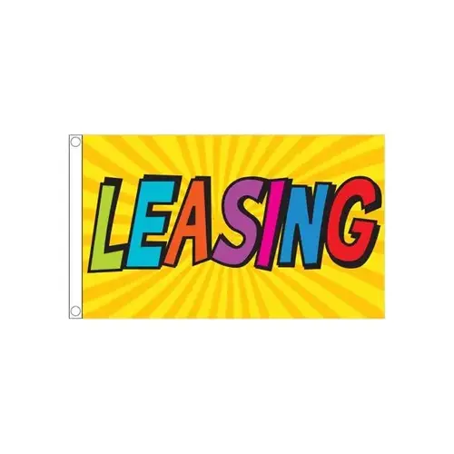 Horizontal "Leasing" Flag, Groovy, 5 ft X 3 ft Horizontal "Leasing" Flag, Groovy, 5 ft X 3 ft