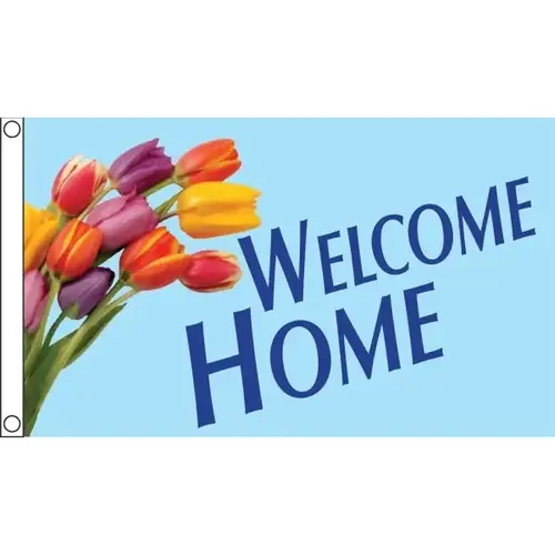 Horizontal "Welcome Home" Flag, Tulips, 5 ft X 3 ft Horizontal "Welcome Home" Flag, Tulips, 5 ft X 3 ft