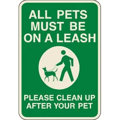 All Pets Must Be On A Leash Sign, Ivory Non-Reflective, 12 X 18 All Pets Must Be On A Leash Sign, Ivory Non-Reflective, 12 X 18