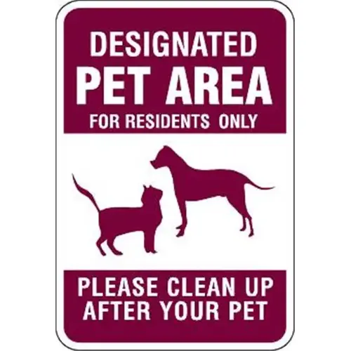 Designated Pet Area For Residents Sign, Burgundy Non-Reflective, 12 X 18 Designated Pet Area For Residents Sign, Burgundy Non-Reflective, 12 X 18