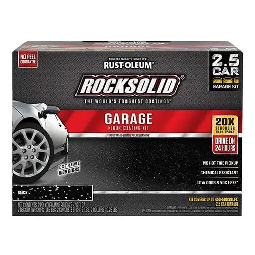 Rocksolid 152 Oz Black 2.5 Car Polycuramine Garage Floor Coating Kit Rocksolid 152 Oz Black 2.5 Car Polycuramine Garage Floor Coating Kit