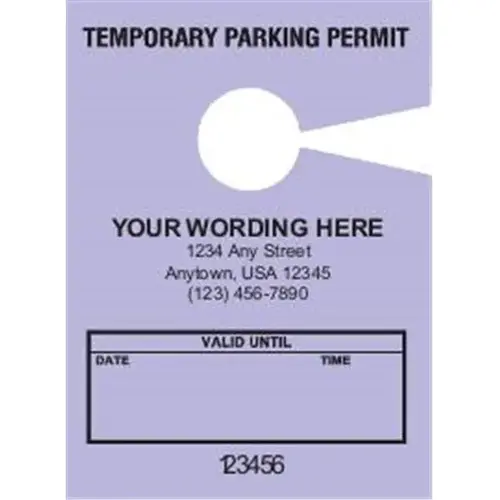 Temporary Parking Tags, Lilac, 2-3/4 X 3-3/4 - pack of 100 Temporary Parking Tags, Lilac, 2-3/4 X 3-3/4 - pack of 100