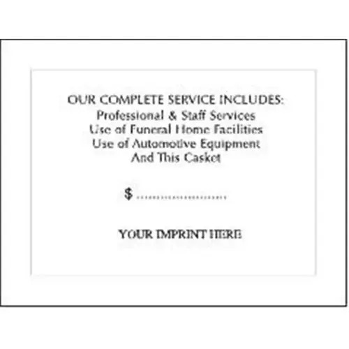 Casket Price Panel Card, Appc- - pack of 100 Casket Price Panel Card, Appc- - pack of 100