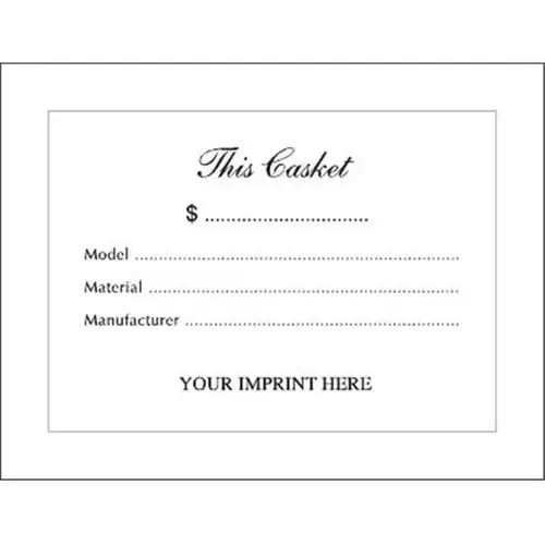 Casket Price Panel Card, Appc- - pack of 100 Casket Price Panel Card, Appc- - pack of 100