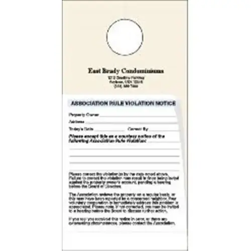 Condo Rules Violation Warning Tags, 4-1/4 X 8-1/2 - pack of 100 Condo Rules Violation Warning Tags, 4-1/4 X 8-1/2 - pack of 100