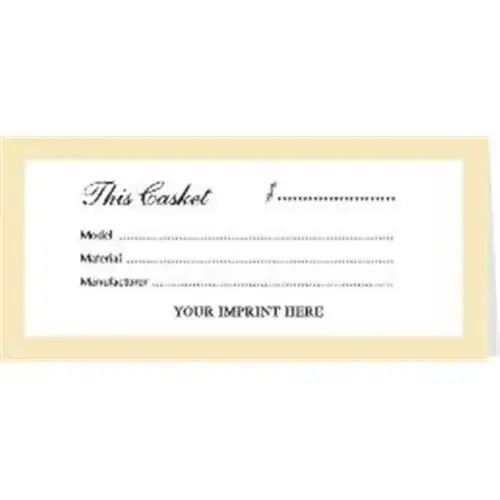 Standing Casket Price Card With Model/material/manufacturer - pack of 100 Standing Casket Price Card With Model/material/manufacturer - pack of 100
