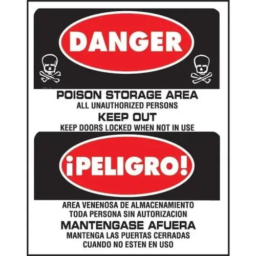 "Danger Poison Storage" Bi-Ling Polystyrene Sign, 19 X 15" - pack of 5 "Danger Poison Storage" Bi-Ling Polystyrene Sign, 19 X 15" - pack of 5