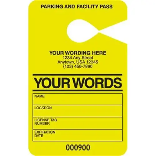Temporary Parking Pass, Yellow, 3-1/2 X 5-1/2 - pack of 100 Temporary Parking Pass, Yellow, 3-1/2 X 5-1/2 - pack of 100