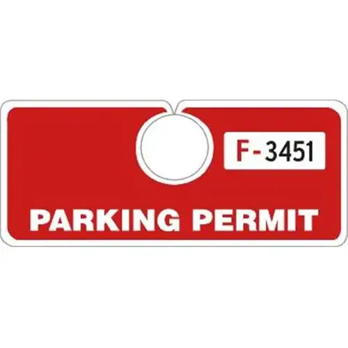 Horizontal Parking Permit Tags, Red, 5 X 2 1/8 - pack of 100 Horizontal Parking Permit Tags, Red, 5 X 2 1/8 - pack of 100