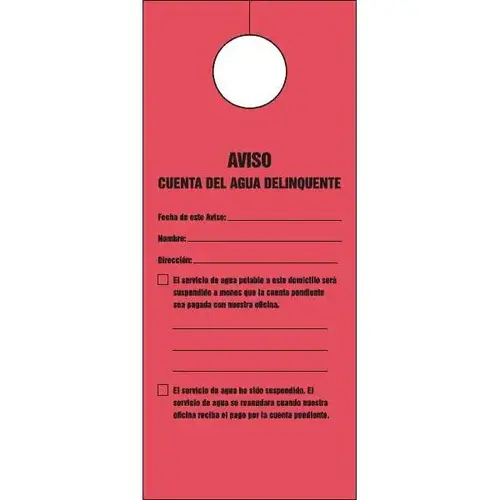 Doorknob Cards Bilingual Delinquent - pack of 100 Doorknob Cards Bilingual Delinquent - pack of 100