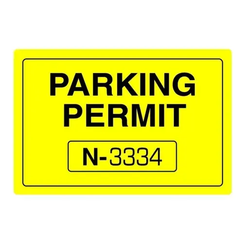 Parking Permit Static Cling, Yellow, 3 X 2 - pack of 100 Parking Permit Static Cling, Yellow, 3 X 2 - pack of 100