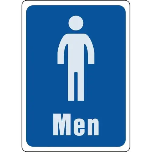 "Men" Restroom Sign, White Plastic, 10" X 6" - pack of 5 "Men" Restroom Sign, White Plastic, 10" X 6" - pack of 5