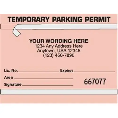 Temporary Window Parking Permit Cards, Salmon, 4-1/4 X 3-1/4 - pack of 100 Temporary Window Parking Permit Cards, Salmon, 4-1/4 X 3-1/4 - pack of 100