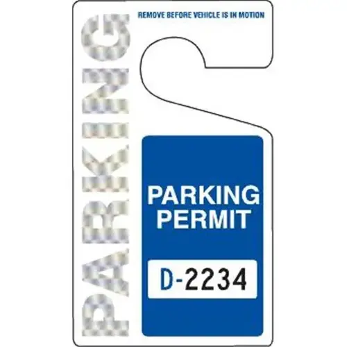 Hologram Plastic Parking Permit Tags, Blue, 2 3/4 X 4 3/4 - pack of 100 Hologram Plastic Parking Permit Tags, Blue, 2 3/4 X 4 3/4 - pack of 100