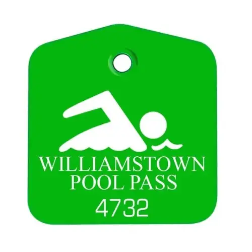 Pool Pass Tag, Green, 1-3/4 X 1-7/8 - pack of 100 Pool Pass Tag, Green, 1-3/4 X 1-7/8 - pack of 100