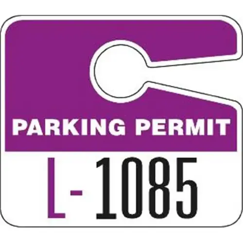 Plastic Parking Permit Tags, With Jumbo 1 Numbers, Purple - pack of 100 Plastic Parking Permit Tags, With Jumbo 1 Numbers, Purple - pack of 100