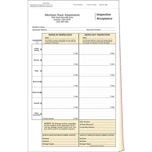 Inspection Acceptance Form, Triplicate - pack of 100 Inspection Acceptance Form, Triplicate - pack of 100
