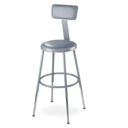 32 -39" Height Adjustable Heavy Duty Vinyl Padded Steel Stool With Backrest, Grey - pack of 30 32 -39" Height Adjustable Heavy Duty Vinyl Padded Steel Stool With Backrest, Grey - pack of 30
