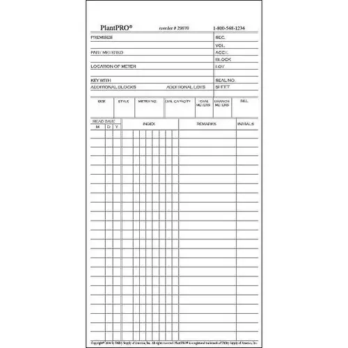 Meter Book Sheets Standard Grade - pack of 200 Meter Book Sheets Standard Grade - pack of 200