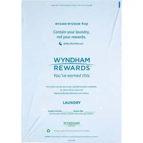 Wyndham Rewards Laundry Bag 14 X 20" - pack of 1000 Wyndham Rewards Laundry Bag 14 X 20" - pack of 1000