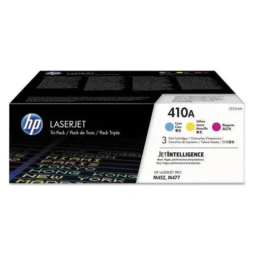 410a Cyan/Magenta/Yellow Original Laserjet Toner Cartridges - pack of 3 410a Cyan/Magenta/Yellow Original Laserjet Toner Cartridges - pack of 3