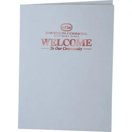 Personalized Welcome Folders, Foil Stamped Linen, Gray - pack of 100 Personalized Welcome Folders, Foil Stamped Linen, Gray - pack of 100