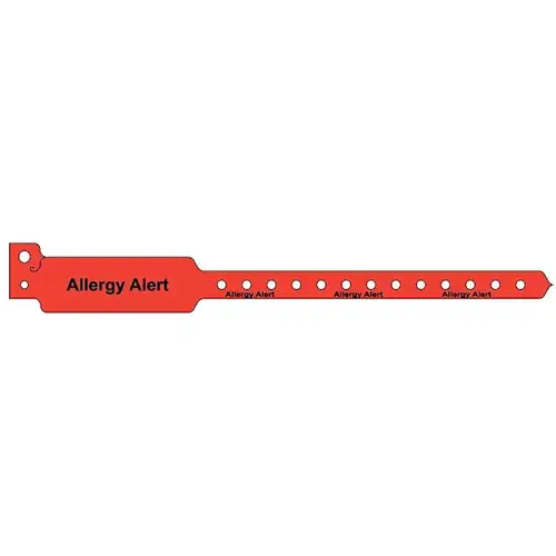 Allergy Alert Adult Plastic Alert Band 10" X 1-1/8" - pack of 500 Allergy Alert Adult Plastic Alert Band 10" X 1-1/8" - pack of 500
