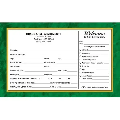 Personalized Guest Cards, Marble Design, Green, 8 X - pack of 100 Personalized Guest Cards, Marble Design, Green, 8 X - pack of 100
