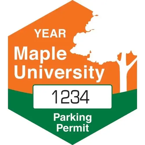 Custom Parking Permit Static Cling Sticker, Hexagon, 2 X 2-1/4 - pack of 100 Custom Parking Permit Static Cling Sticker, Hexagon, 2 X 2-1/4 - pack of 100