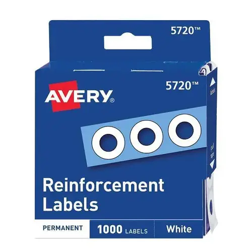 Dispenser Pack Hole Reinforcements 0.25" Dia White - pack of 1000 Dispenser Pack Hole Reinforcements 0.25" Dia White - pack of 1000