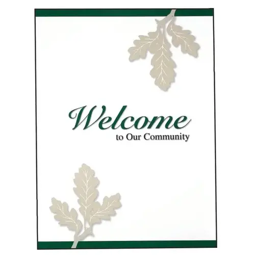 Personalized Welcome Folders, Oak Leaf Design, Green - pack of 100 Personalized Welcome Folders, Oak Leaf Design, Green - pack of 100