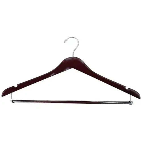 17x1/2 Standard Hook Male Hanger Mahogany Wood Chrome - pack of 100 17x1/2 Standard Hook Male Hanger Mahogany Wood Chrome - pack of 100