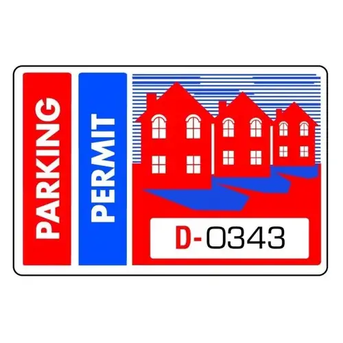 Parking Permit Bumper Stickers, Red/blue, 3 X 2 - pack of 100 Parking Permit Bumper Stickers, Red/blue, 3 X 2 - pack of 100