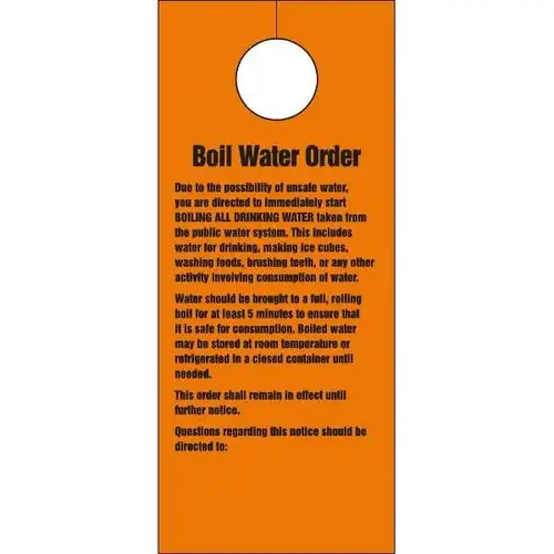 Door Knob Cards Bilingual Boil Water - pack of 100 Door Knob Cards Bilingual Boil Water - pack of 100