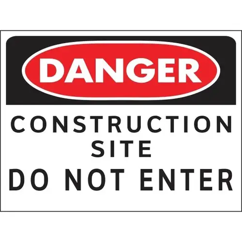 "Danger Construction Site" Sign, Polystyrene, 24 X 18" - pack of 5 "Danger Construction Site" Sign, Polystyrene, 24 X 18" - pack of 5