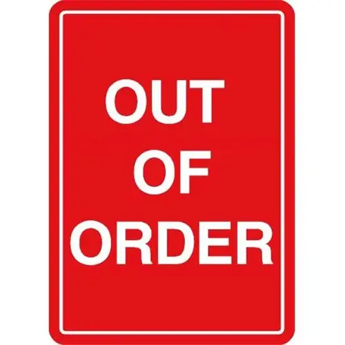 Out Of Order Interior Decal, 5 X 7 - pack of 5 Out Of Order Interior Decal, 5 X 7 - pack of 5