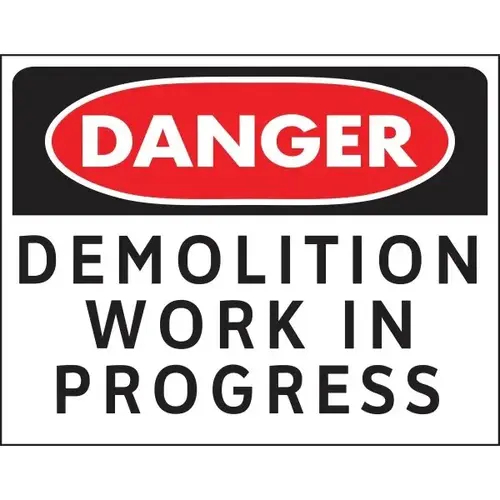 "Demolition Work" Sign, Plastic, 16 X 20" - pack of 5 "Demolition Work" Sign, Plastic, 16 X 20" - pack of 5