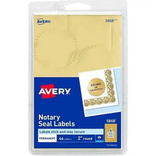 Printable Gold Foil Notarial Seals 2" Diameter Gold - pack of 44 Printable Gold Foil Notarial Seals 2" Diameter Gold - pack of 44