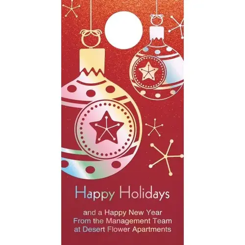 Premium Holiday Door Tag, "Holiday Ornaments" Design - pack of 50 Premium Holiday Door Tag, "Holiday Ornaments" Design - pack of 50