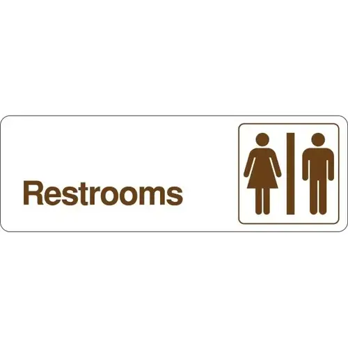 Unisex Restrooms Plexiglass Sign, White, 11" X 4" - pack of 5 Unisex Restrooms Plexiglass Sign, White, 11" X 4" - pack of 5