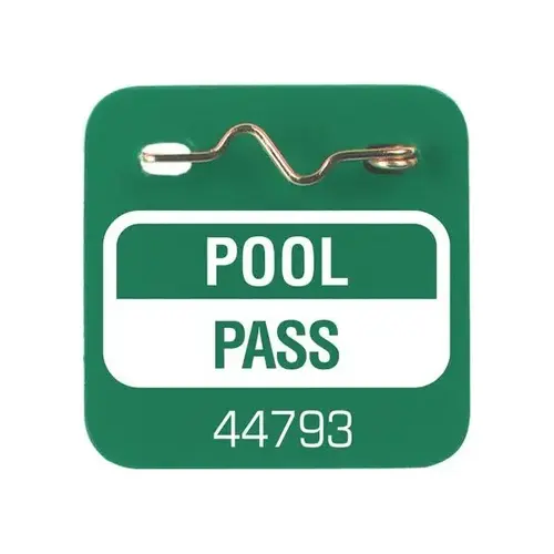 Pool Pass With Pin Green - pack of 100 Pool Pass With Pin Green - pack of 100