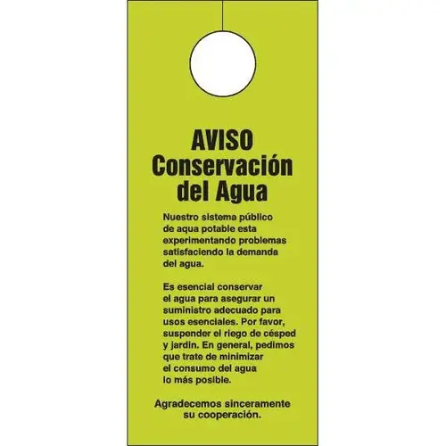Water Conservation Notice-Bilingual - pack of 100 Water Conservation Notice-Bilingual - pack of 100