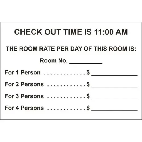 Room Rate Cards - pack of 100 Room Rate Cards - pack of 100