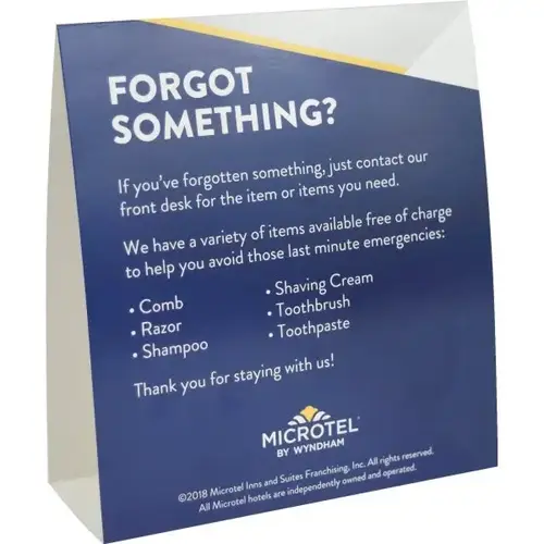 By Wyndham Forget Something Tent Card - pack of 100 By Wyndham Forget Something Tent Card - pack of 100