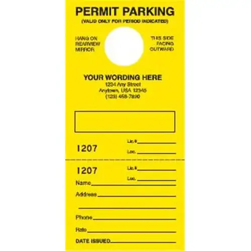 Temporary Monthly Parking Tags - pack of 100 Temporary Monthly Parking Tags - pack of 100