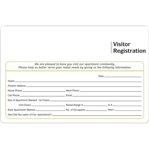 Personalized Visitor Registration Cards - pack of 100 Personalized Visitor Registration Cards - pack of 100