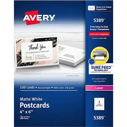 Laser Postcard 4" X 6" Heavyweight Matte White - pack of 100 Laser Postcard 4" X 6" Heavyweight Matte White - pack of 100